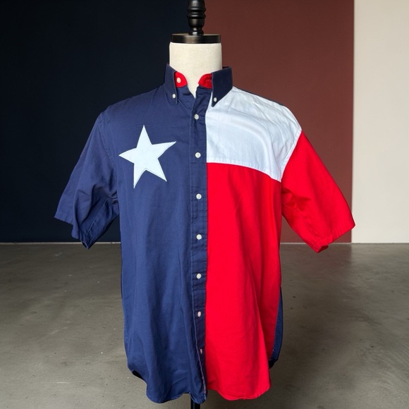 Texas Cotton Vintage 90’s Lone Star Flag Button Down Shirt Made in USAM/L